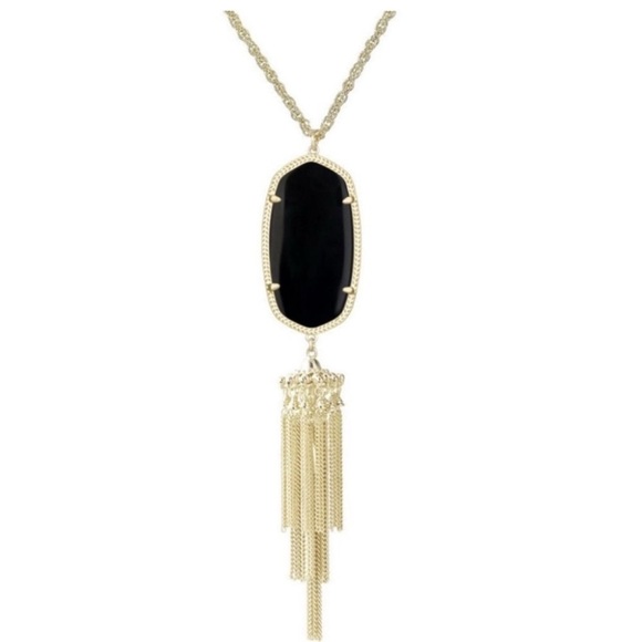 Kendra Scott Black and Gold Rayne Tassel Necklace - Picture 1 of 2